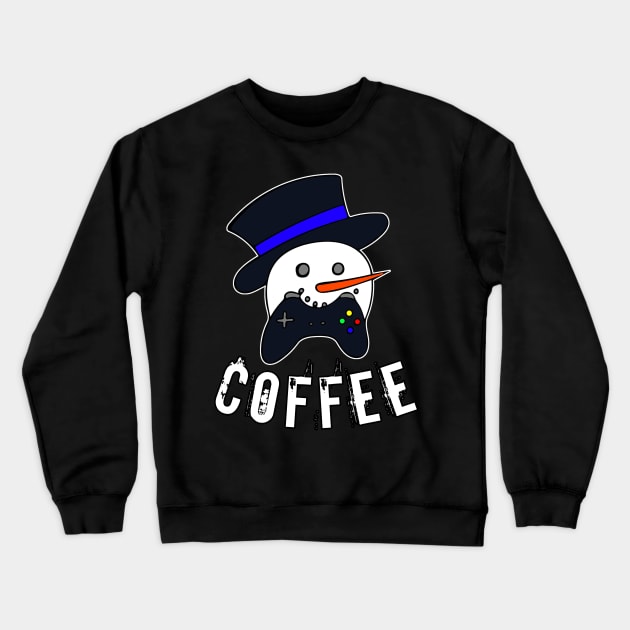 Snowman Face Gamer Coffee Crewneck Sweatshirt by MaystarUniverse